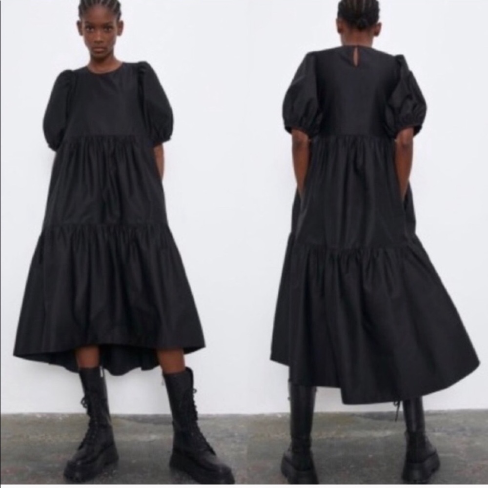 Zara puff-sleeved maxi voluminous dress